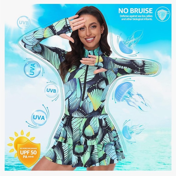 Rash Guard for Women, Long Sleeve Swimsuits UV UPF 50+ - Picture 5 of 6